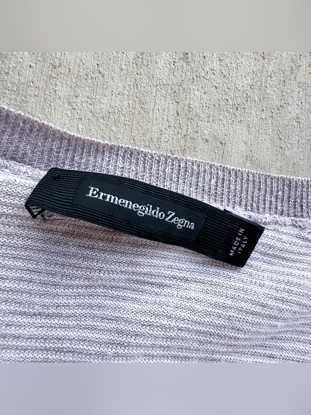 Ermenegildo Zegna Linen Blend Sweater Crew Neck V Insert Size 52 Made In Italy - Picture 3 of 9
